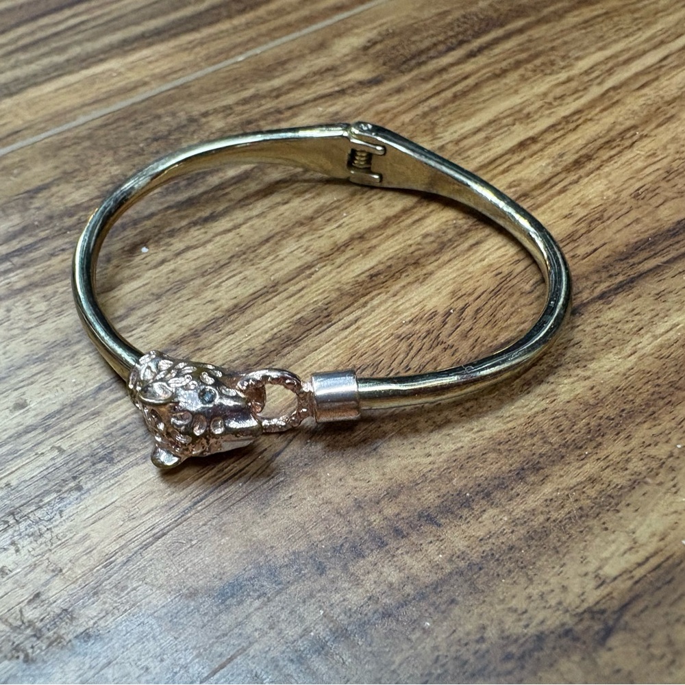 Effy rose gold plated panther head crystal eyes hinged bracelet